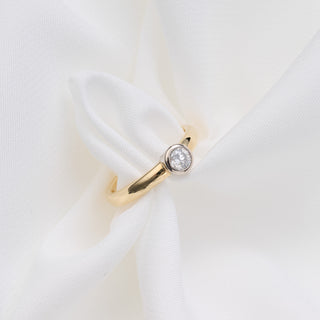 Modern 18ct Yellow Gold 0.25ct Diamond Rub Over Solitaire Ring