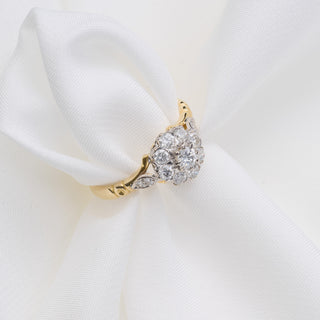Vintage 18ct Yellow Gold 0.6ct Diamond Cluster Ring