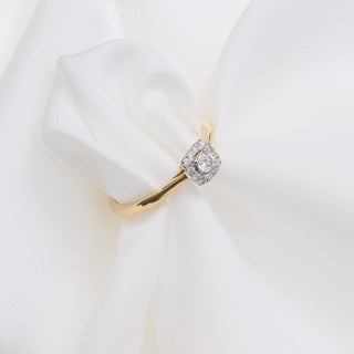 18ct Yellow Gold Forever Diamond Halo Ring
