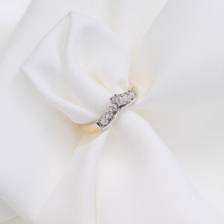 18ct Yellow And White Gold 0.35ct Diamond Wishbone Half Eternity Ring