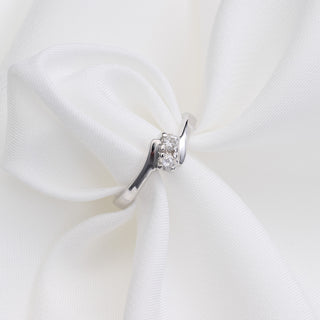 18ct White Gold 0.15ct Diamond Toi Et Moi Style Crossover Ring