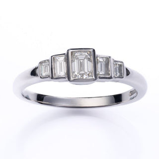 Reserved 18ct White Gold 0.71ct Emerald Cut Rub Over Five Stone Half Eternity Ring