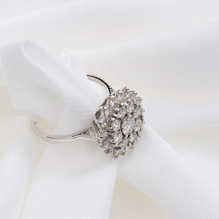 Vintage 18ct White Gold 1ct Natural Diamond Cluster Ring