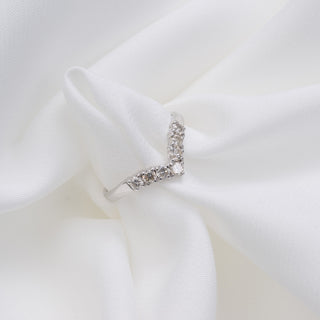 18ct White Gold 0.45ct Diamond Wishbone Half Eternity Band Ring