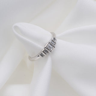 Reserved 18ct White Gold 0.71ct Emerald Cut Rub Over Five Stone Half Eternity Ring