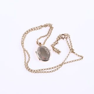 Vintage 9ct Yellow Gold Photo Locket Necklace On Belcher Chain