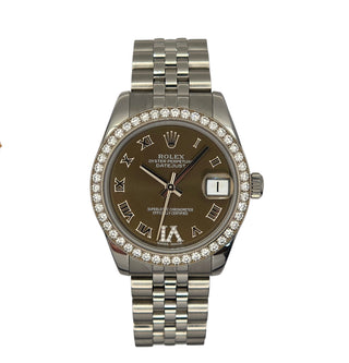 Rolex Oyster Perpetual Datejust Ref. 178384 63160 - Factory Diamond Bezel - Bronze Roman Numerals Dial (2017)