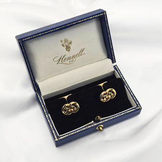 Vintage Hennell 18ct Yellow Gold Knot Cufflinks – Boxed – 11.7g