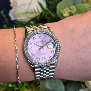 Rolex Datejust 126284RBR - Factory Diamond Bezel - 36mm - Jubilee Bracelet - Pink Diamond Roman Dial - 2021