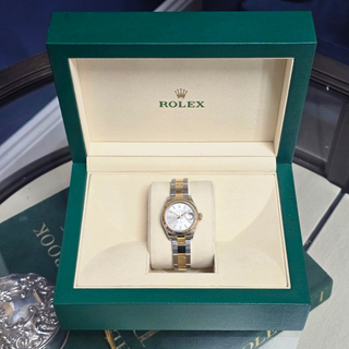 Rolex Lady-Datejust 179173 Gold And Steel 26mm Silver Baton Dial Boxed Ladies