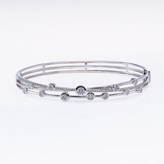 9ct White Gold 1ct Diamond Set Bubble Bangle