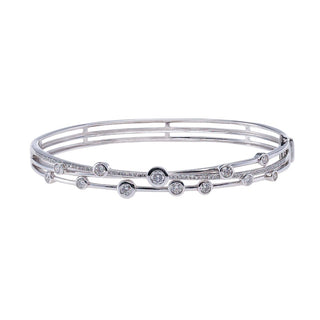 9ct White Gold 1ct Diamond Set Bubble Bangle