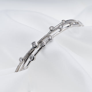 9ct White Gold 1ct Diamond Set Bubble Bangle