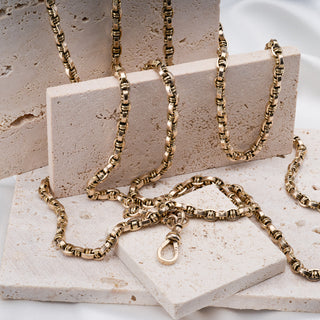 Antique 10ct Yellow Gold Fancy Link Muff Belcher Chain 32"