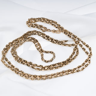 Antique 10ct Yellow Gold Fancy Link Muff Belcher Chain 32"