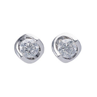 18ct White Gold 1ct Diamond Round Brilliant Cut Stud Earrings