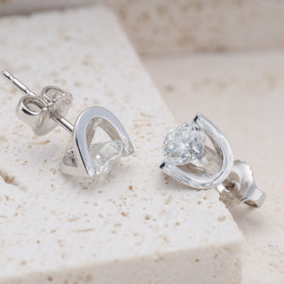 18ct White Gold 1ct Diamond Round Brilliant Cut Stud Earrings