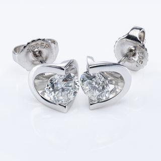 18ct White Gold 1ct Diamond Round Brilliant Cut Stud Earrings