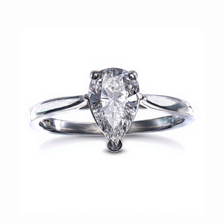 Platinum 950 1ct Colourless Pear Cut Diamond Solitaire Ring