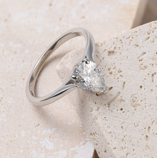 Platinum 950 1ct Colourless Pear Cut Diamond Solitaire Ring