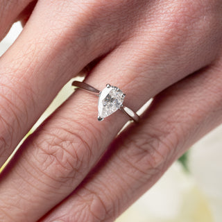 Platinum 950 1ct Colourless Pear Cut Diamond Solitaire Ring