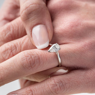 Platinum 950 1ct Colourless Pear Cut Diamond Solitaire Ring
