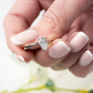 Platinum 950 1ct Colourless Pear Cut Diamond Solitaire Ring