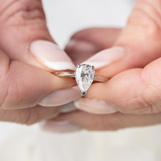 Platinum 950 1ct Colourless Pear Cut Diamond Solitaire Ring