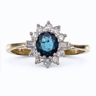 Vintage 18ct Sapphire And Diamond Cluster Ring