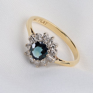 Vintage 18ct Sapphire And Diamond Cluster Ring