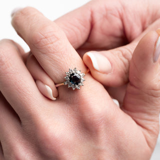 Vintage 18ct Sapphire And Diamond Cluster Ring