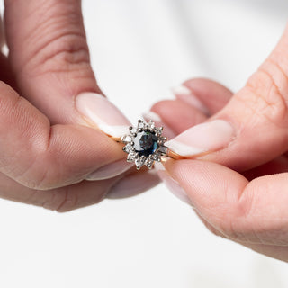 Vintage 18ct Sapphire And Diamond Cluster Ring