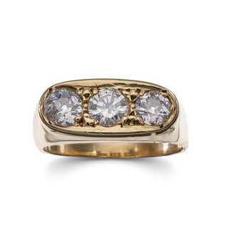 18ct Yellow Gold 1.8ct Diamond Unisex Trilogy Ring