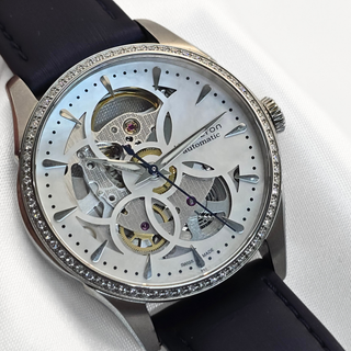 Hamilton Jazzmaster Diamond Skeleton Ladies - Automatic - 36mm - Blue Strap - Mother of Pearl Skeleton Dial (2015)