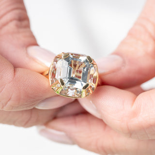 18ct Yellow Gold Aquamarine 3D Five Stone Interlocking Dress Ring