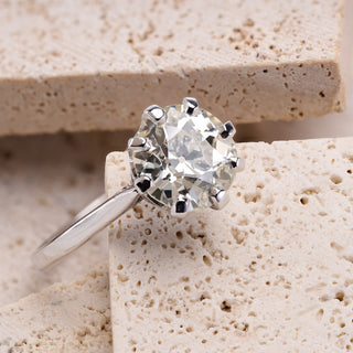 Old European Cut Platinum 2.8ct Diamond Solitaire Ring
