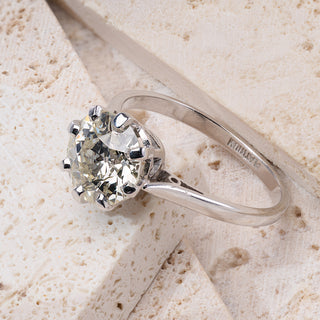 Old European Cut Platinum 2.8ct Diamond Solitaire Ring
