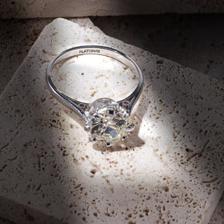 Old European Cut Platinum 2.8ct Diamond Solitaire Ring