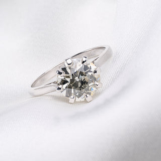 Old European Cut Platinum 2.8ct Diamond Solitaire Ring