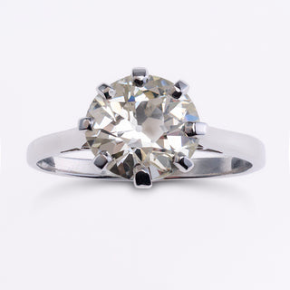 Old European Cut Platinum 2.8ct Diamond Solitaire Ring