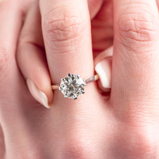 Old European Cut Platinum 2.8ct Diamond Solitaire Ring