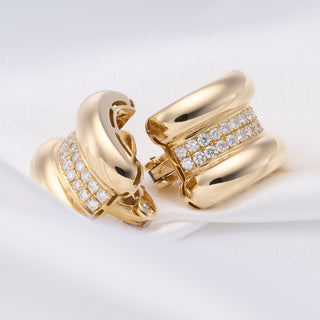 18ct Yellow Gold Chopard Diamond Double Row Half Hoop Earrings