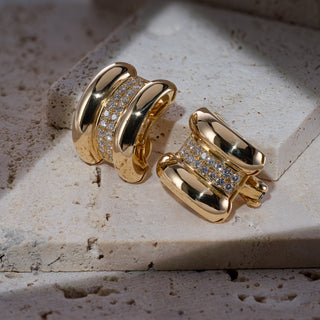 18ct Yellow Gold Chopard Diamond Double Row Half Hoop Earrings