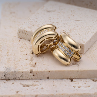 18ct Yellow Gold Chopard Diamond Double Row Half Hoop Earrings