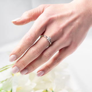 Platinum 950 Emerald Cut Diamond Solitaire Bezel Set Ring