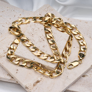 9ct Yellow Gold Gents 8.6mm 20" Curb Chain Necklace