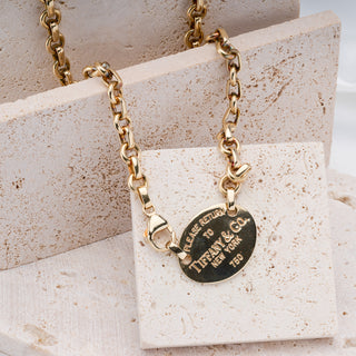 18ct Yellow Gold Return To Tiffany Belcher Chain Oval Tag Necklace