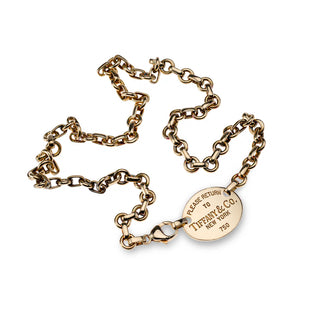 18ct Yellow Gold Return To Tiffany Belcher Chain Oval Tag Necklace