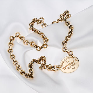 18ct Yellow Gold Return To Tiffany Belcher Chain Oval Tag Necklace