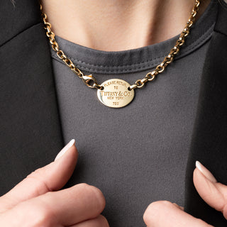 18ct Yellow Gold Return To Tiffany Belcher Chain Oval Tag Necklace